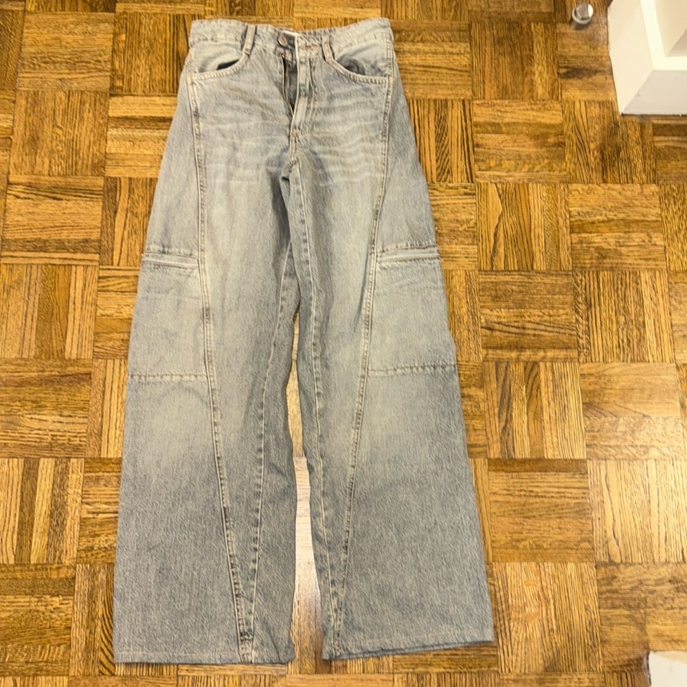 Zara mid rise wide leg cargo jeans
